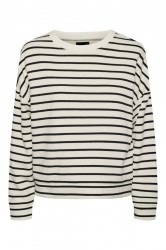 Pieces - Bluse - PC Chilli LS Sweat Stripes - Cloud Dancer/Black