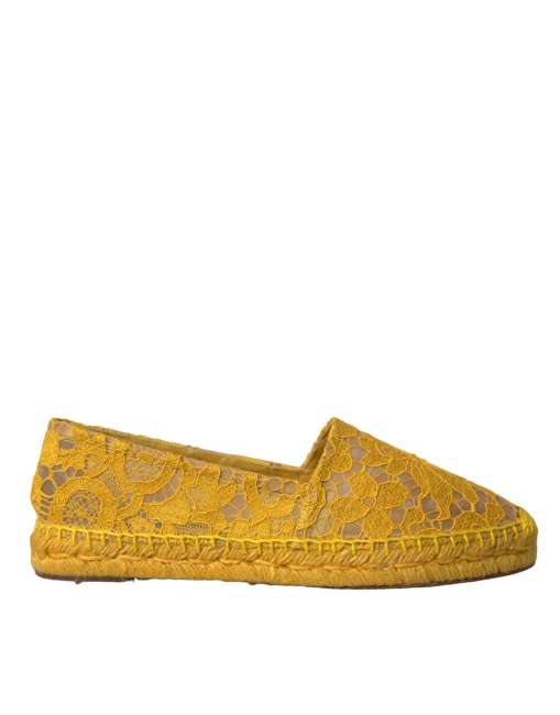 Priser på Dolce & Gabbana Yellow Taormina Lace Espadrille Loafers Flats Sko